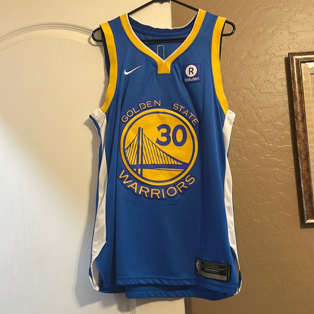 Nike Golden State Warriors Blue and Yellow #30 Basketball Jersey